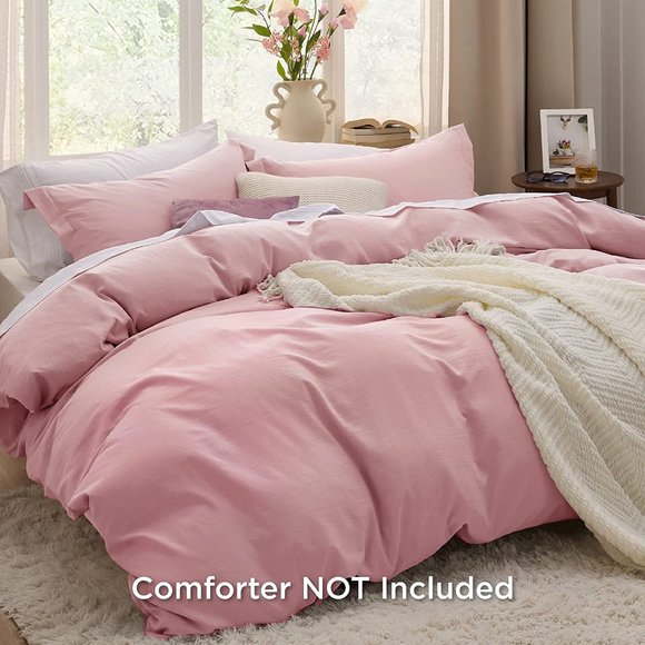 Pink California King Duvet Cover - Soft Prewashed Cal King Duvet Cover Set - Picture 8 of 10